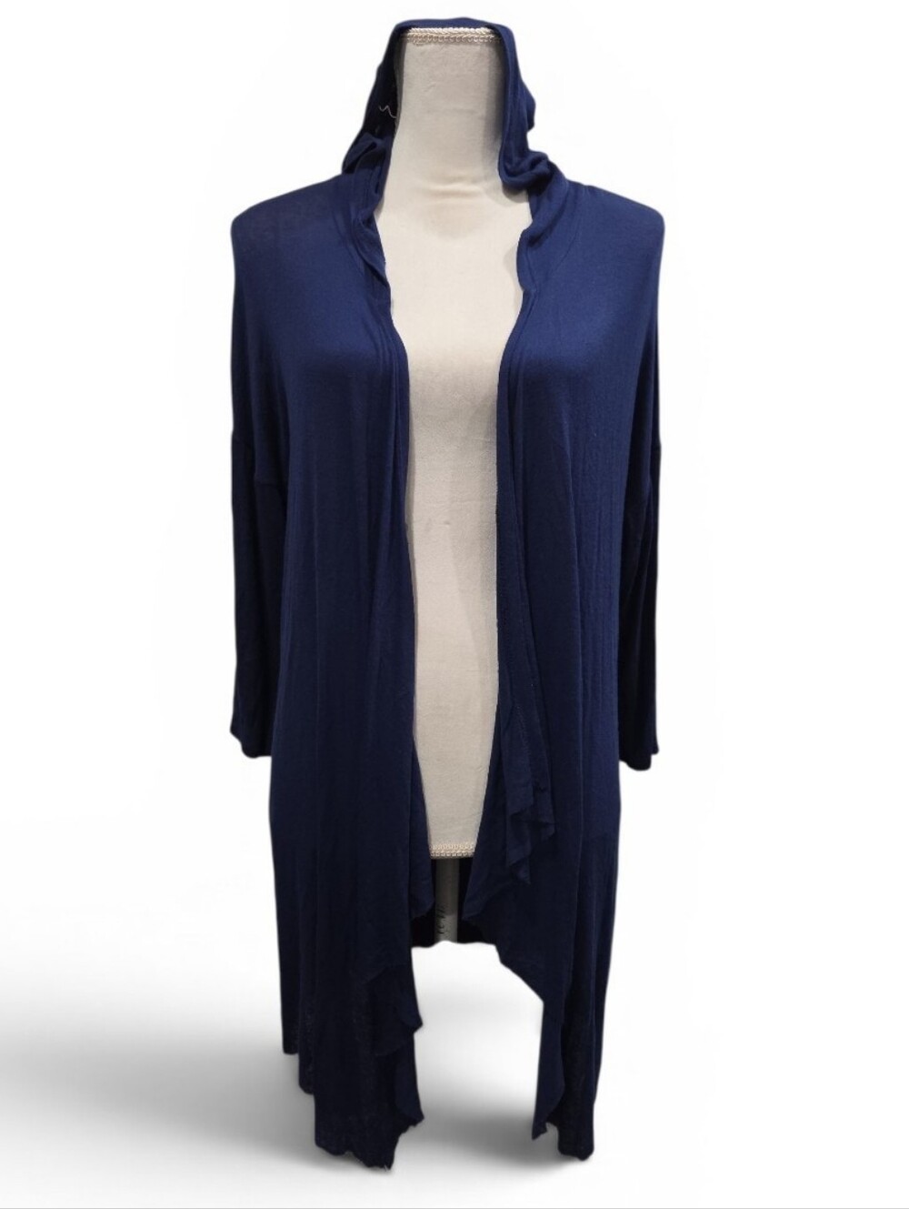 H.I.P. Navy Open-Front Hooded Draped Cardigan Size Medium